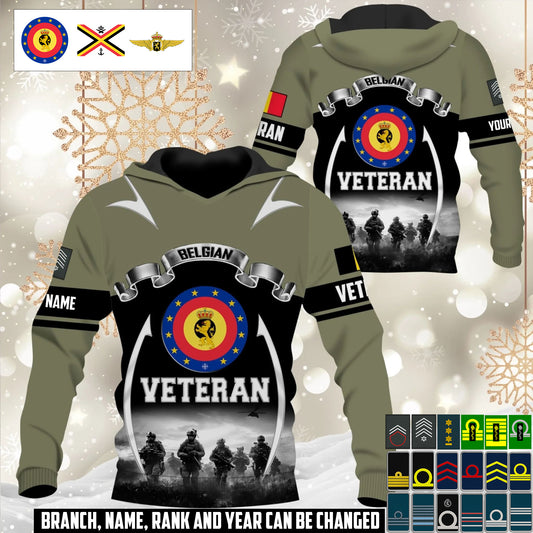 Personalized Belgium Soldier/Veteran Camo with Name and Rank Hoodie All Over Printed - 17609184