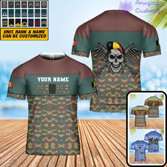Personalized Belgium Soldier/ Veteran Camo With Name And Rank T-shirt 3D Printed  - 0102240003