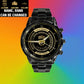 Montre personnalisée en acier inoxydable noir pour soldat/vétéran belge avec nom et grade - 0603240002 - Version dorée