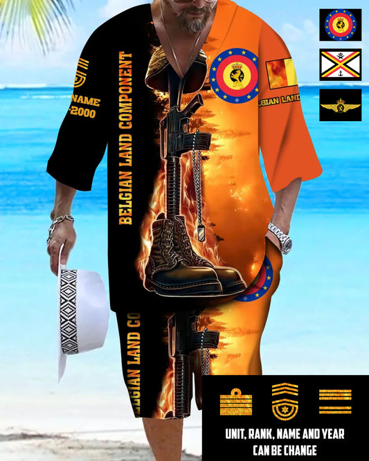 Personalized Belgium Soldier/ Veteran With Name, Year And Rank Combo Top + Bottoms - 17284320