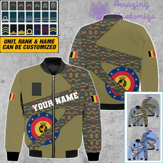 Personalized Belgium Soldier/ Veteran Camo With Name And Rank Bomber Jacket 3D Printed  - 300124QA