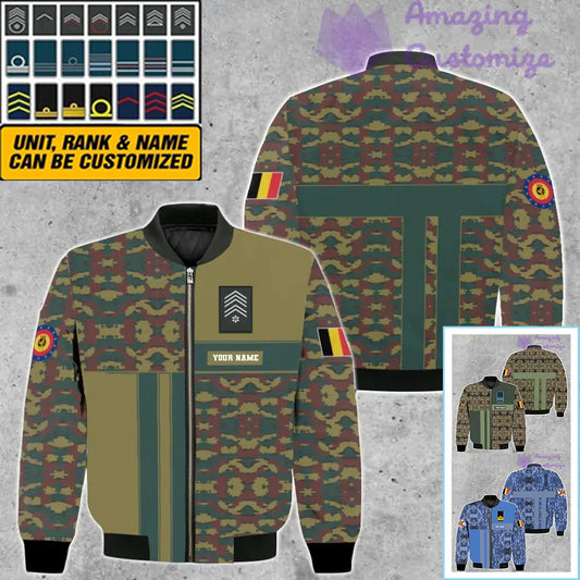 Personalized Belgium Soldier/ Veteran Camo With Name And Rank Bomber Jacket 3D Printed  - 07052401QA