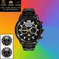 Montre personnalisée en acier inoxydable noir pour soldat/vétéran belge avec nom, grade et année - 27042401QA - Version dorée