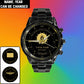 Personalized Belgium Soldier/ Veteran With Name And Year Black Stainless Steel Watch - 17105472 - Gold Version