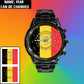Montre personnalisée en acier inoxydable noir pour soldat/vétéran belge avec nom et grade - 0204240001 - Version dorée