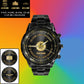 Personalized Belgium Soldier/ Veteran With Name, Rank and Year Black Stainless Steel Watch - 26042401QA - Gold Version