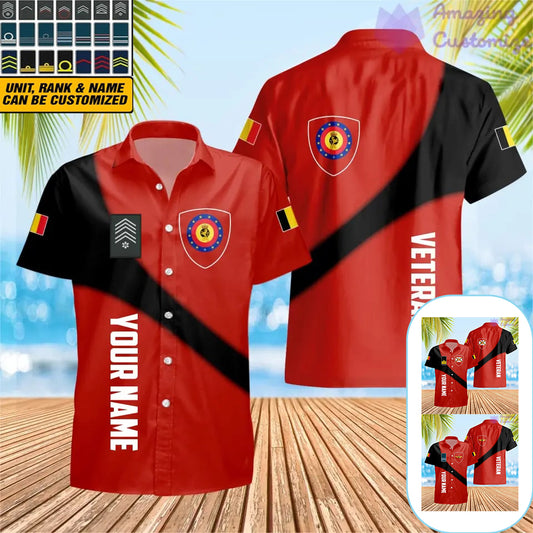 Personalized Belgium with Name and Rank Soldier/Veteran Hawaii Shirt All Over Printed - 08042401QA
