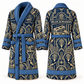 Personalized blockmason Bathrobe art deco craft blue front and back