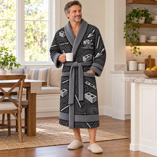 Personalized blockmason Bathrobe contour lines Slate lifestyle