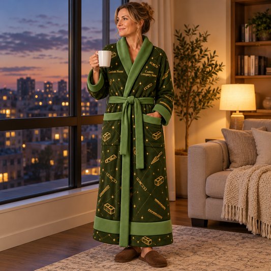 Personalized Blockmason Bathrobe night shift Olive lifestyle