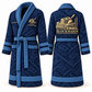 Personalized Blockmason Bathrobe signature silhouette blue front and back