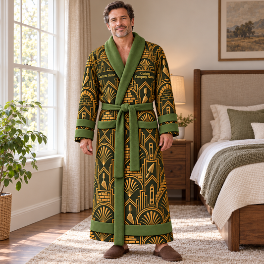 Personalized bricklayer Bathrobe art deco craft Olive lifestyle