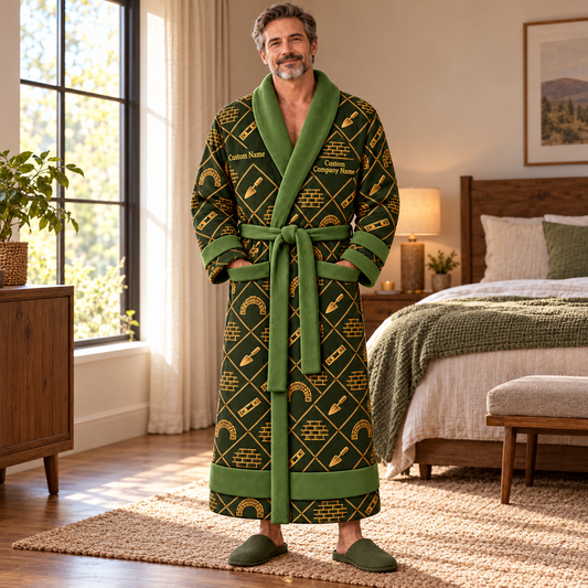 Personalized bricklayer Bathrobe diamond emblems Olive lifestyle