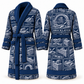 Personalized bricklayer Bathrobe vintage patchwork blue front and back