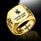 Bull Riding Signature Crest ring in Gold, showing CUSTOM NAME and SINCE 2000