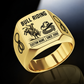 Bull Riding Twin Icons ring in Gold, showing CUSTOM NAME and SINCE 2000