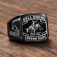 Bull Riding Black Face Badge ring in Black, showing CUSTOM NAME and SINCE 2000