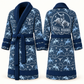 Personalized Bull Riding Bathrobe blue front and back