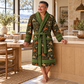 Personalized Bull Riding Bathrobe Olive worn at home