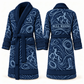 Personalized Bull Riding Bathrobe - Contour Lines blue front and back view