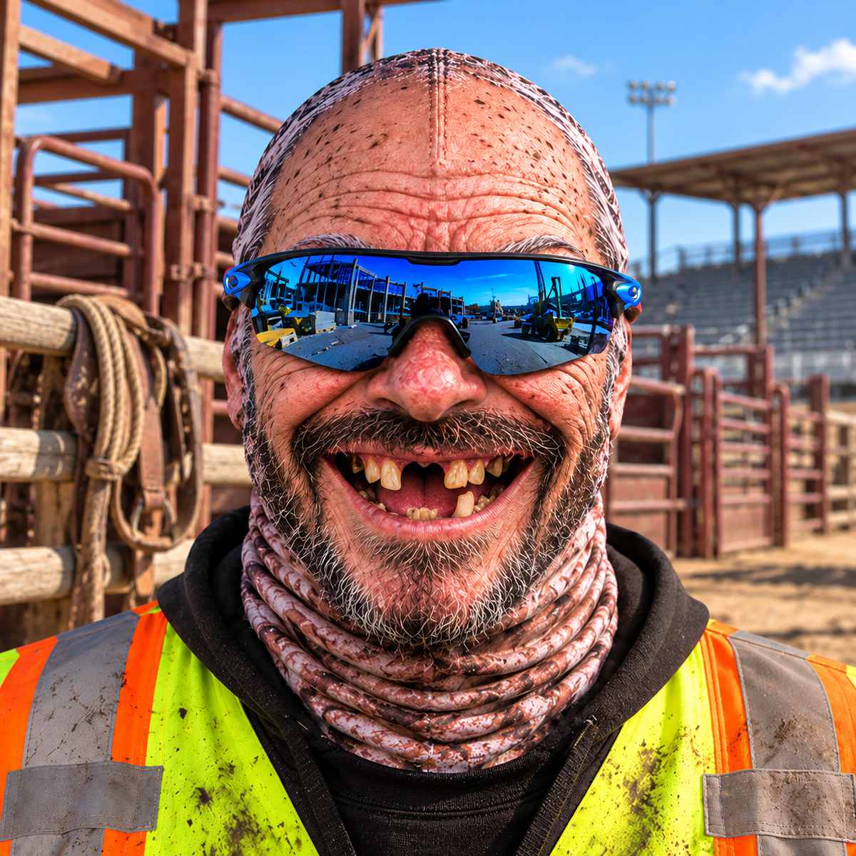 Bull Riding funny face balaclava - Style 2