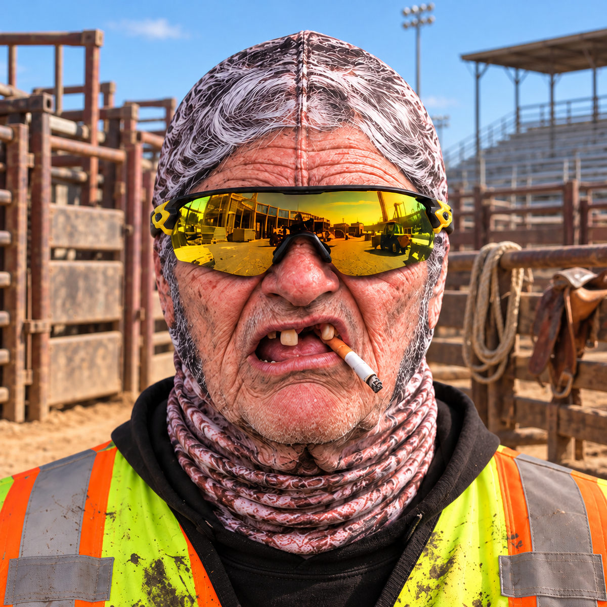Bull Riding funny face balaclava - Style 3