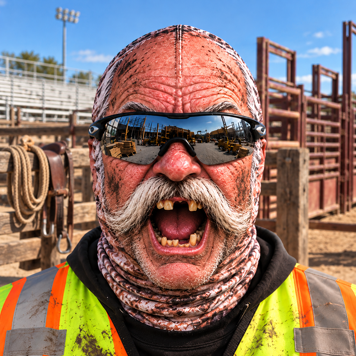 Bull Riding funny face balaclava - Style 6