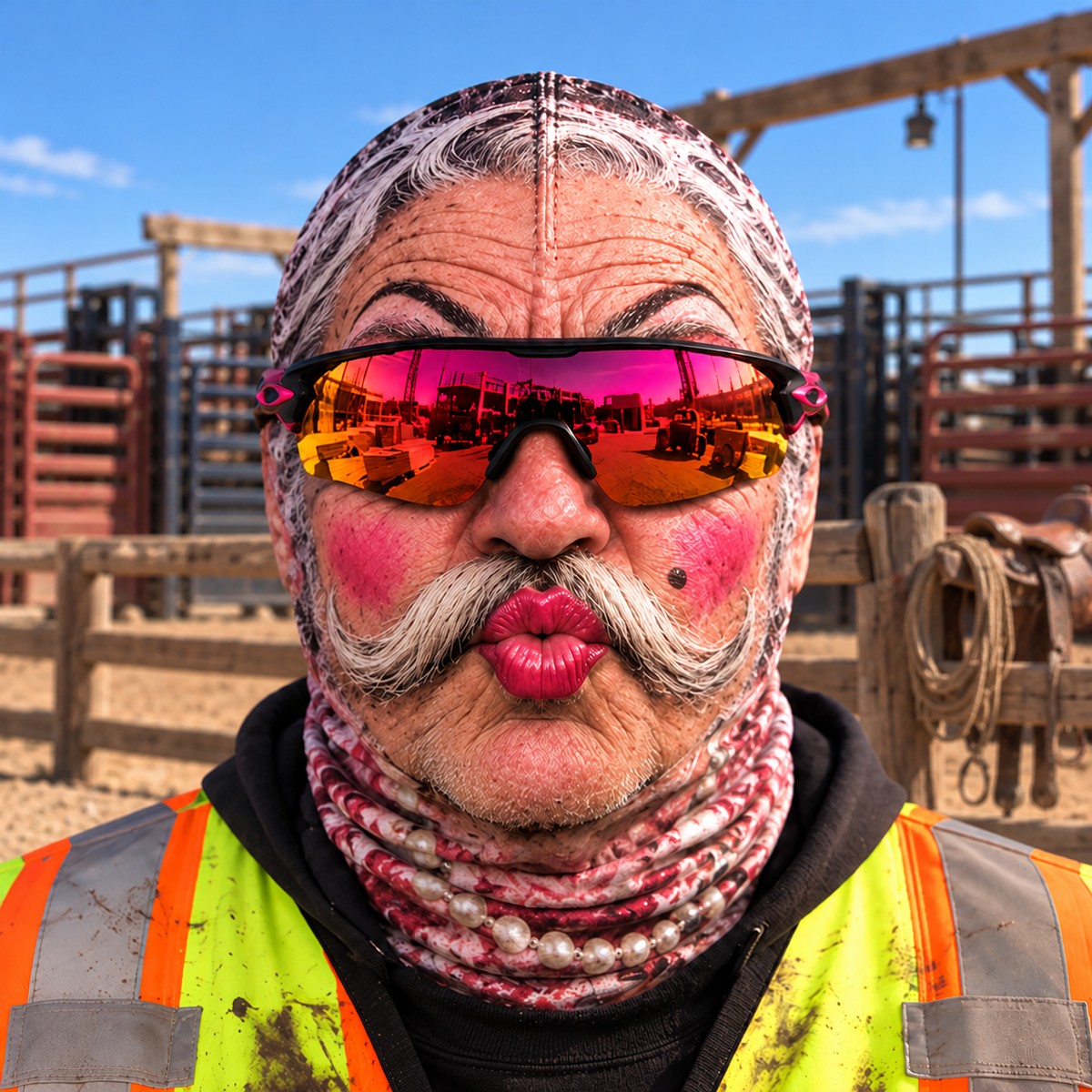 Bull Riding funny face balaclava - Style 7