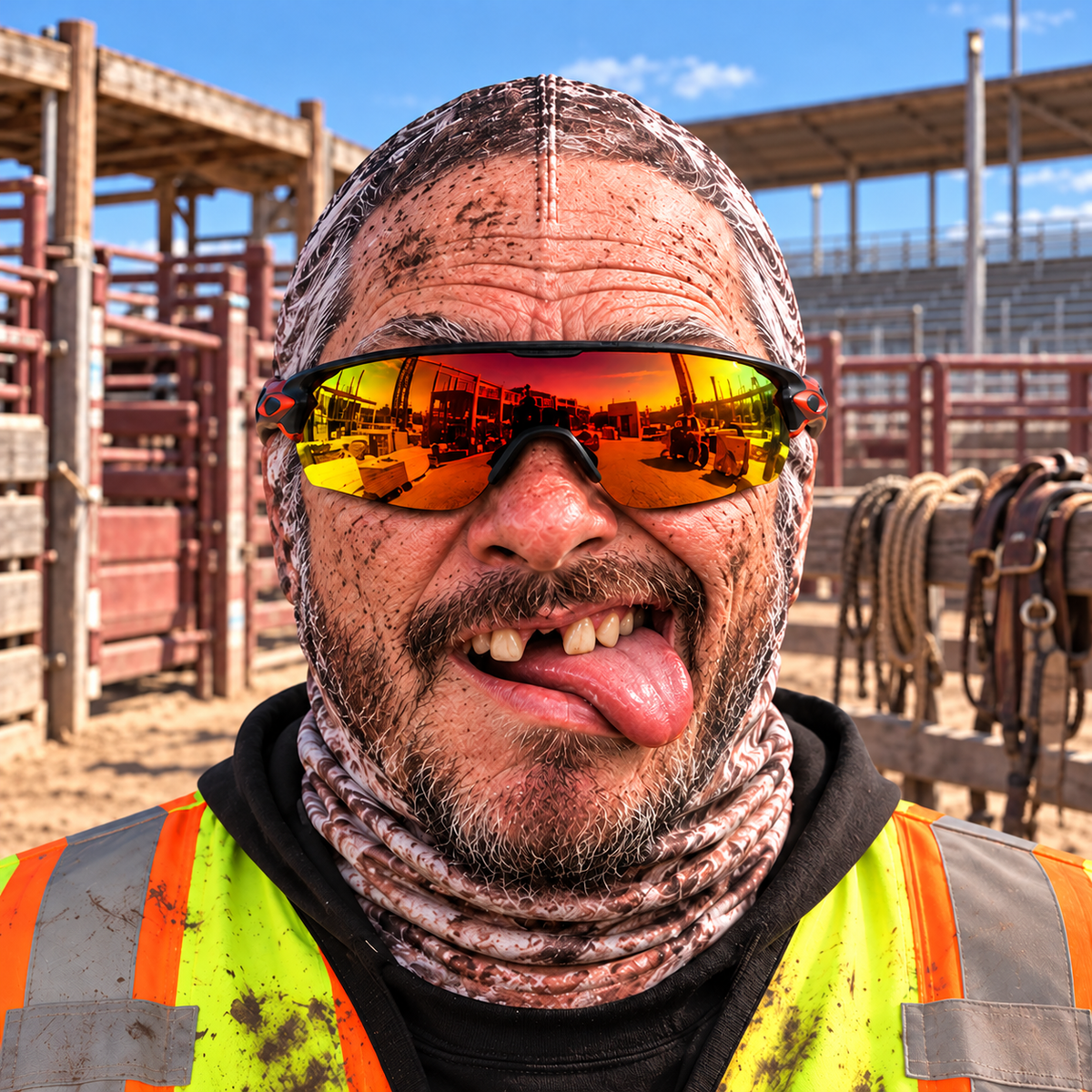 Bull Riding funny face balaclava - Style 9