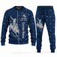 bull riding occupation-themed sweater and jogger combo navy color with name and Since 2005 artwork