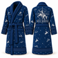 Personalized Bull Riding Bathrobe - Night Shift blue front and back view