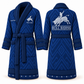 Personalized Bull Riding Bathrobe - Signature Silhouette blue front and back view
