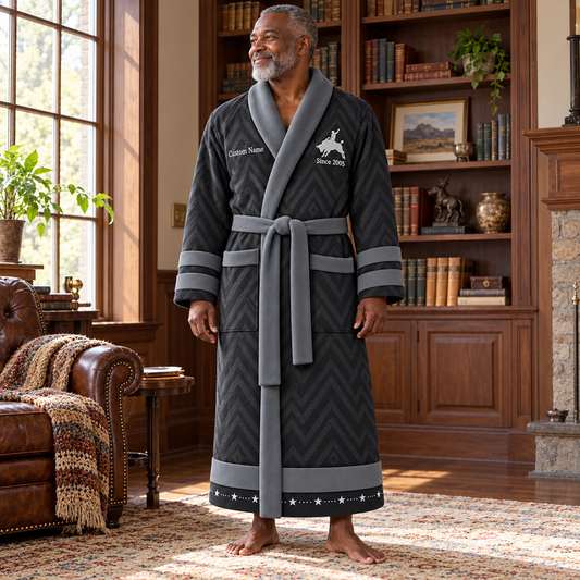 Personalized Bull Riding Bathrobe - Signature Silhouette lifestyle view