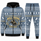 bull-riding blue-gray Winter Snowflake full-zip hoodie and jogger combo with Custom Name and Since 2005