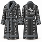 Personalized Bull Riding Bathrobe - Workbench Stripes slate front and back view