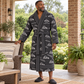 Personalized Bulldozer Operator Bathrobe Slate worn at home