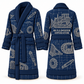 Personalized Bulldozer Operator Bathrobe - Blueprint Workshop blue front and back view