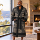 Personalized Bulldozer Operator Bathrobe - Blueprint Workshop lifestyle view