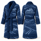 Personalized Bulldozer Operator Bathrobe - Contour Lines blue front and back view