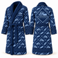 Personalized Bulldozer Operator Bathrobe - Diamond Emblems blue front and back view