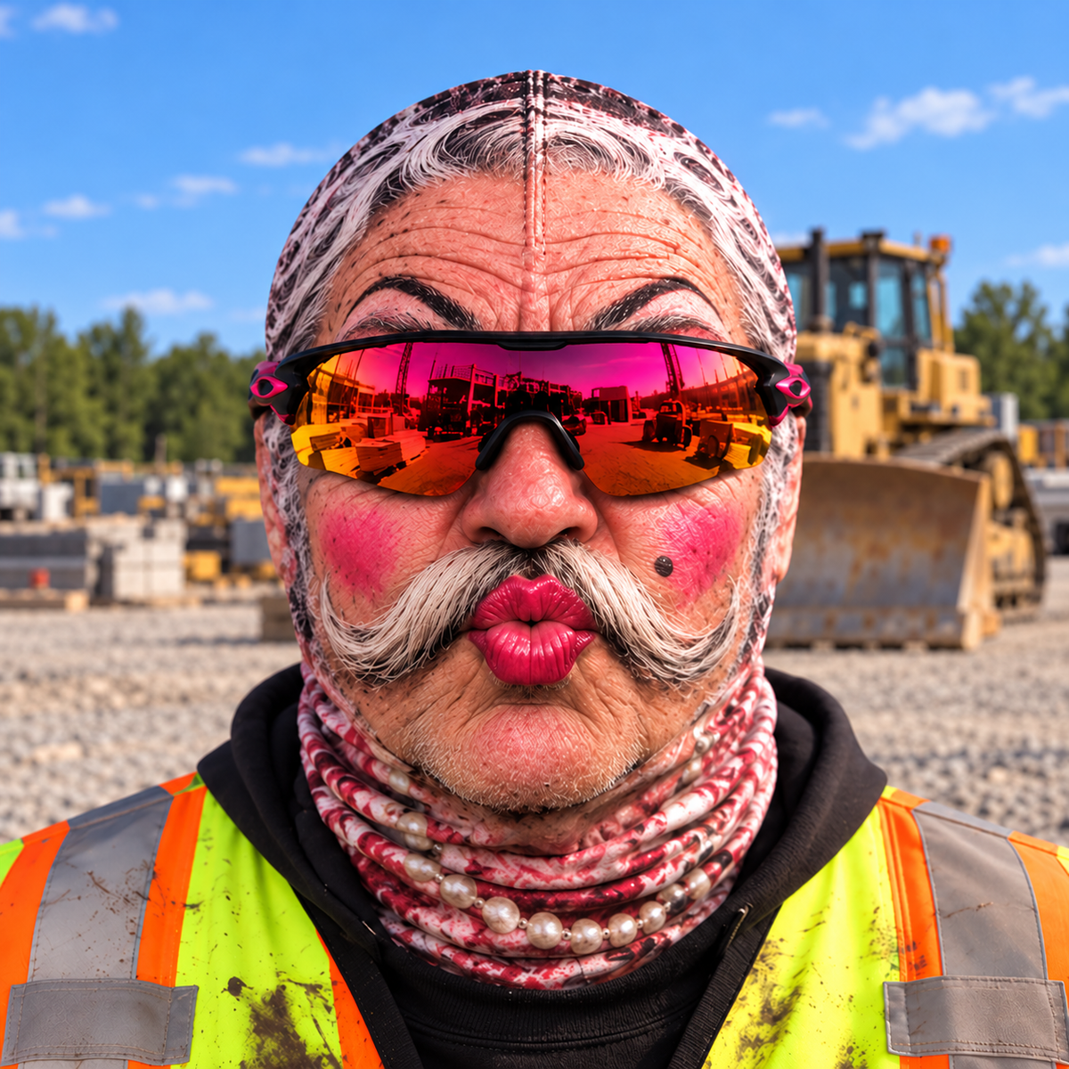 Bulldozer Operator funny face balaclava - Style 7