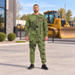 bulldozer operator occupation-themed sweater and jogger combo on a model with name and company artwork