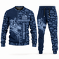 bulldozer operator occupation-themed sweater and jogger combo navy color with name and company artwork