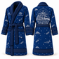 Personalized Bulldozer Operator Bathrobe - Night Shift blue front and back view