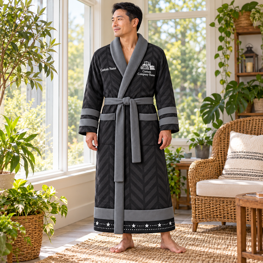 Personalized Bulldozer Operator Bathrobe - Signature Silhouette lifestyle view