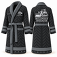 Personalized Bulldozer Operator Bathrobe - Signature Silhouette slate front and back view