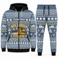 bulldozer-operator blue-gray Winter Snowflake full-zip hoodie and jogger combo with Custom Name and Custom Company Name