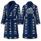 Personalized Bulldozer Operator Bathrobe - Workbench Stripes blue front and back view