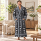 Personalized Bulldozer Operator Bathrobe - Workbench Stripes lifestyle view