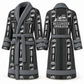 Personalized Bulldozer Operator Bathrobe - Workbench Stripes slate front and back view